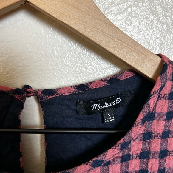 Madewell Short-Sleeve Tiered Mini Dress in Gingham Check - Picture 5 of 6